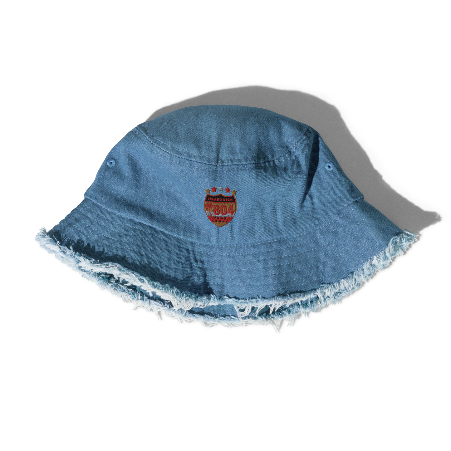 Distressed denim bucket hat