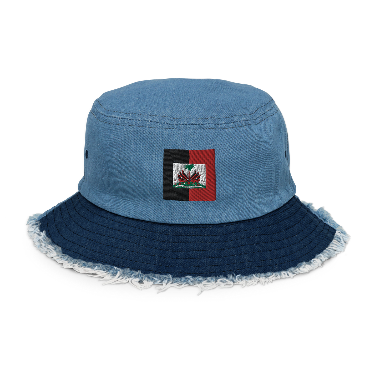 Distressed denim bucket islandrich hat